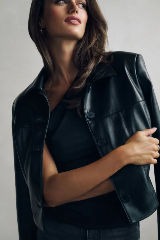 Charlotte Short Faux Leather Jacket sold by Dynamite