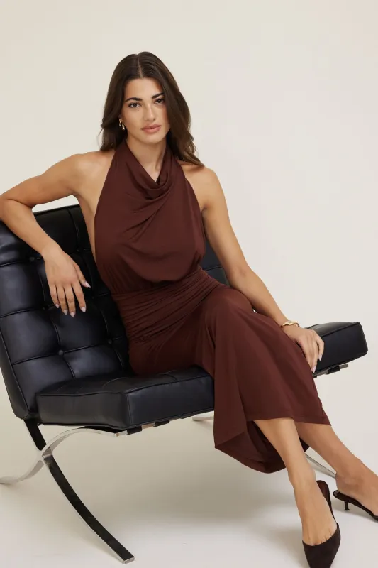 Sculpt Halter Cowl Neck Maxi Dress sold by Dynamite