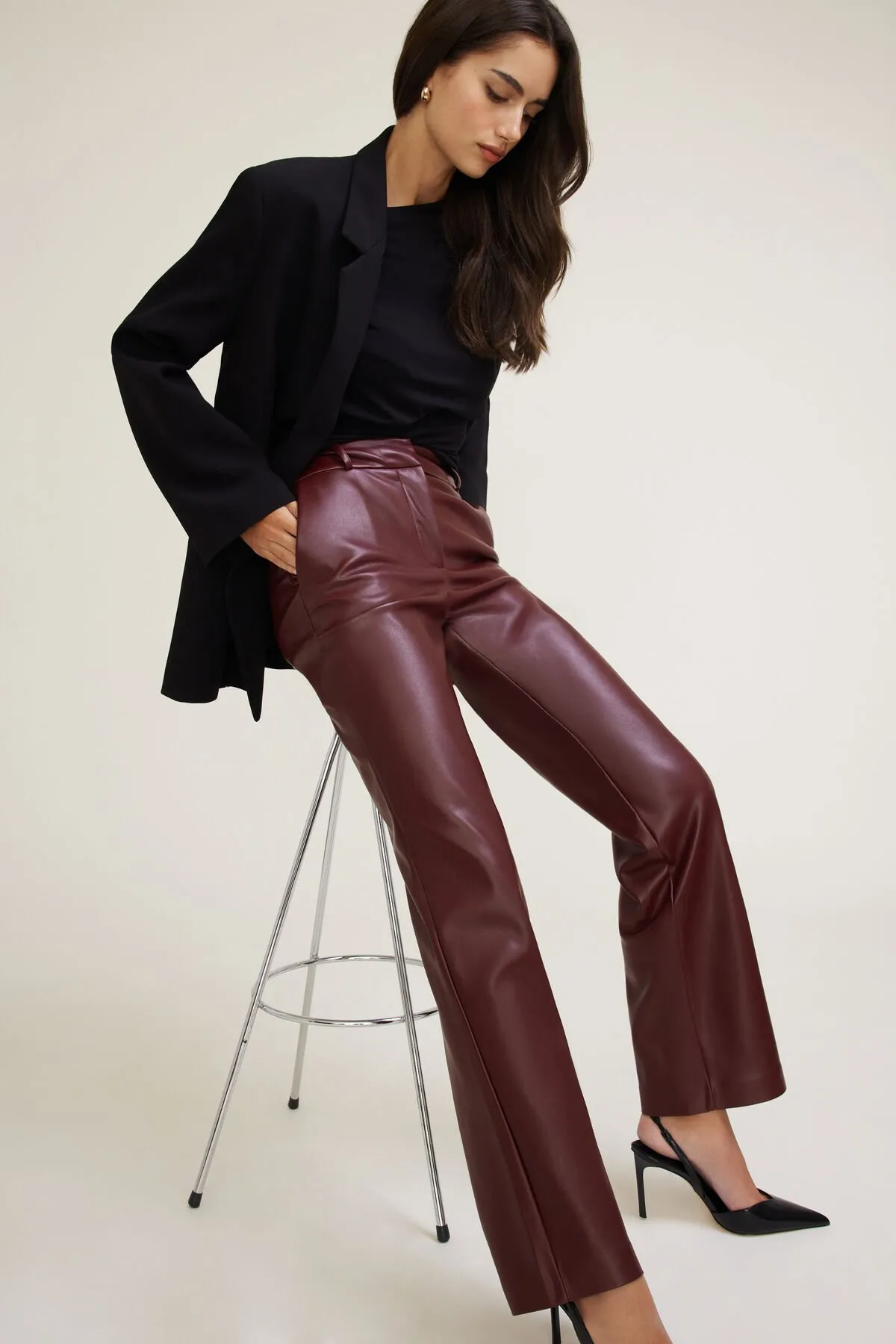 Camelia Straight Leg Faux Leather Pants sold by Dynamite