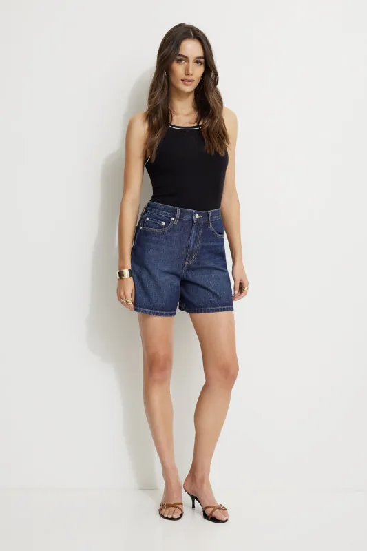 Charlie High Rise A Line Denim Shorts sold by Dynamite