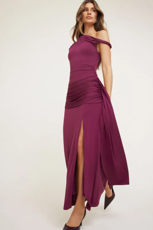Sculpt Draped Off Shoulder Maxi Dress sold by Dynamite