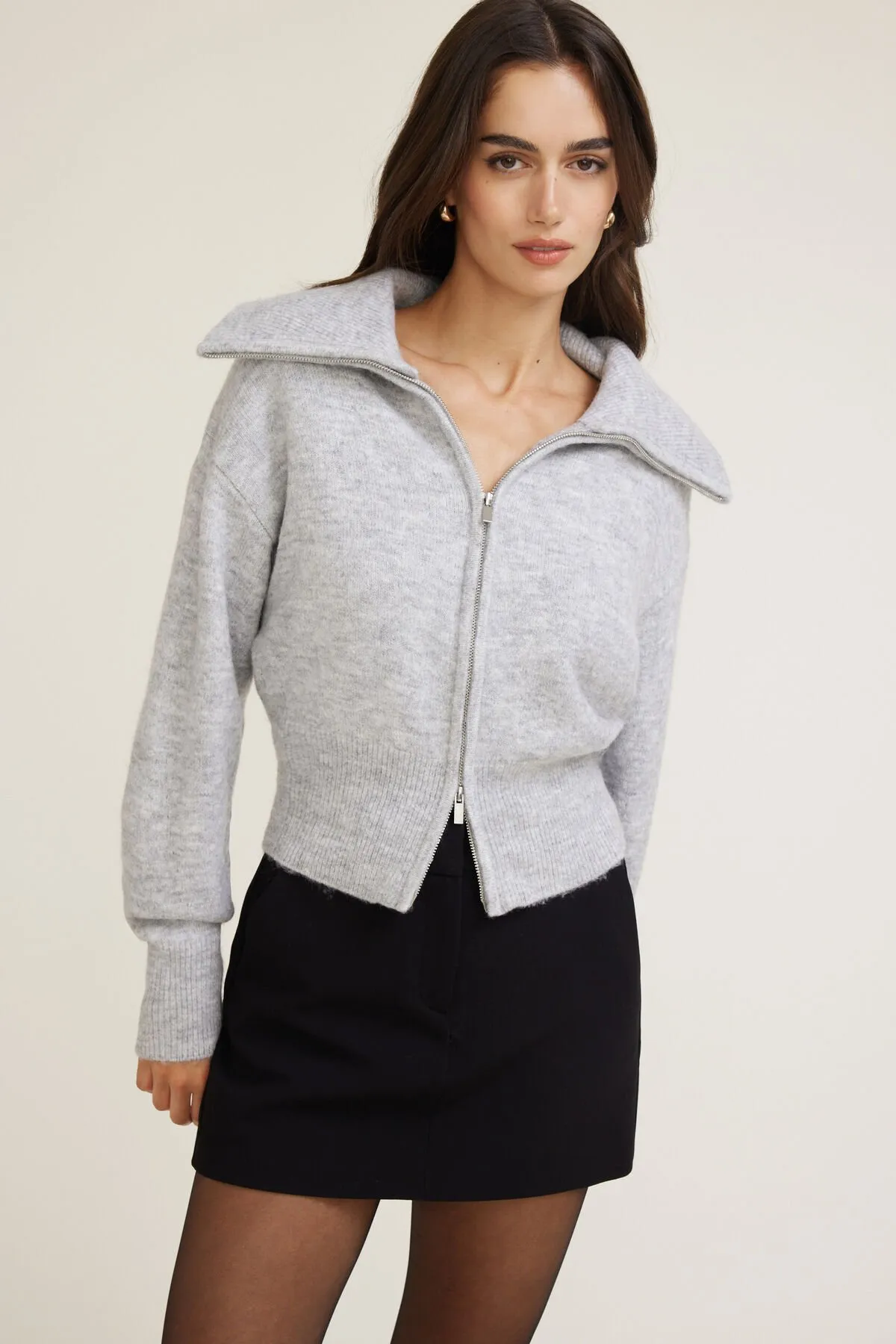 Wide Collar Zip Up Cardigan sold by Dynamite product image thumbnail 3
