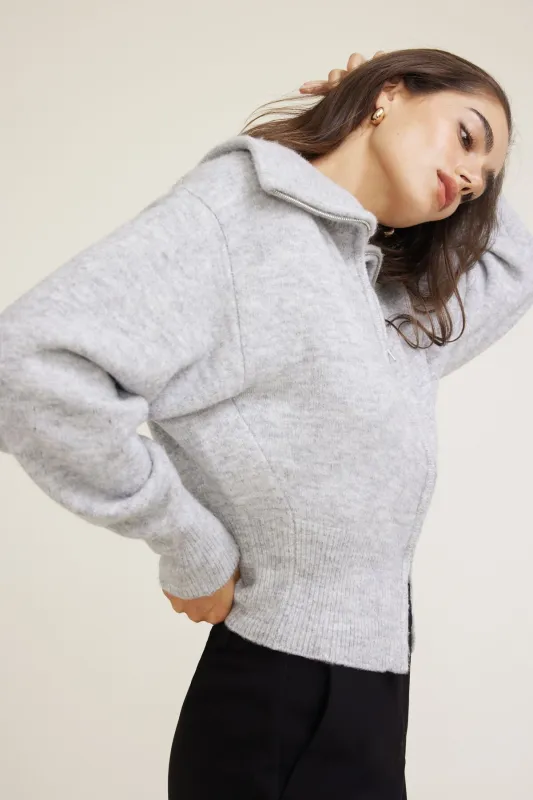 Wide Collar Zip Up Cardigan sold by Dynamite