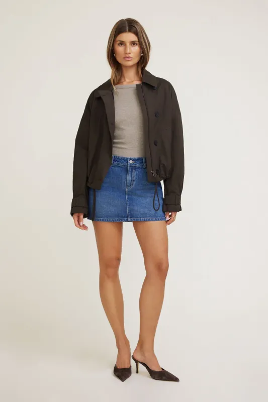 High Rise Denim Mini Skort sold by Dynamite