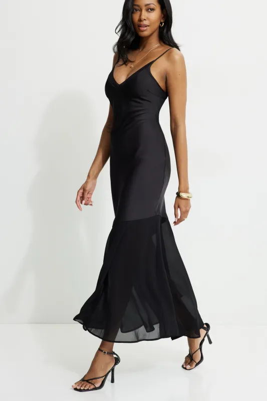 Asymmetric Satin Maxi Dress sold by Dynamite
