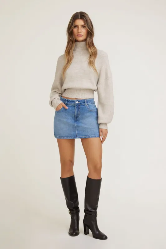 High Rise Denim Mini Skort sold by Dynamite