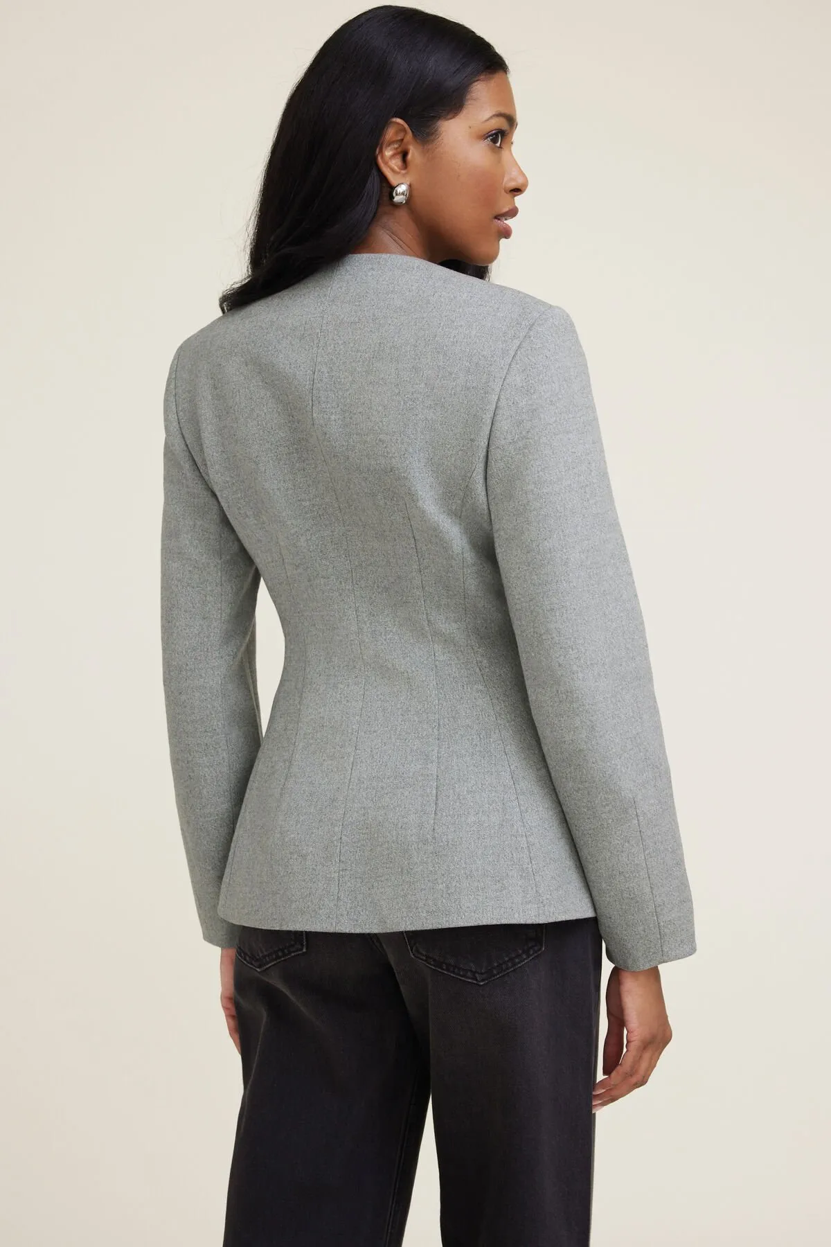 Pleated Collarless Flannel Blazer sold by Dynamite product image thumbnail 4