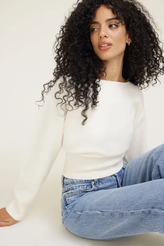 Juliet Cinched Boat Neck Sweater sold by Dynamite