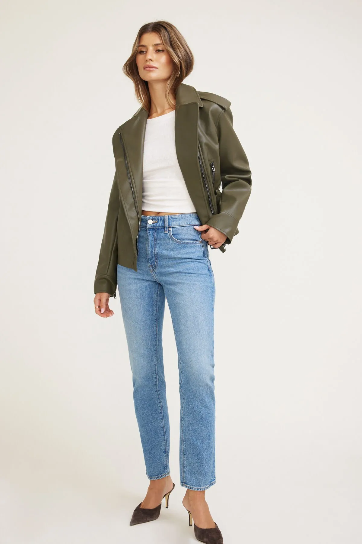 Belted Faux Leather Moto Jacket sold by Dynamite product image thumbnail 2