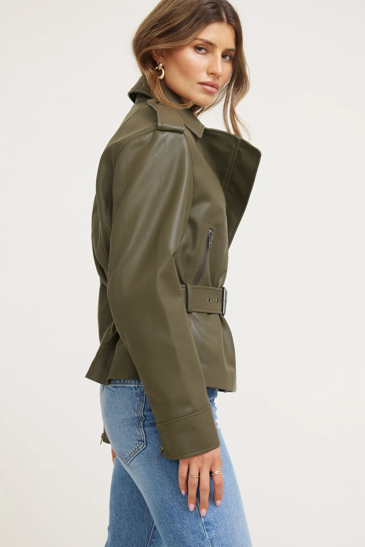 Belted Faux Leather Moto Jacket sold by Dynamite product image thumbnail 5