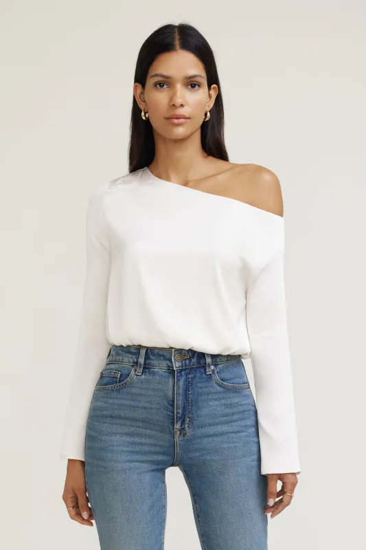 Off Shoulder Satin Blouse sold by Dynamite