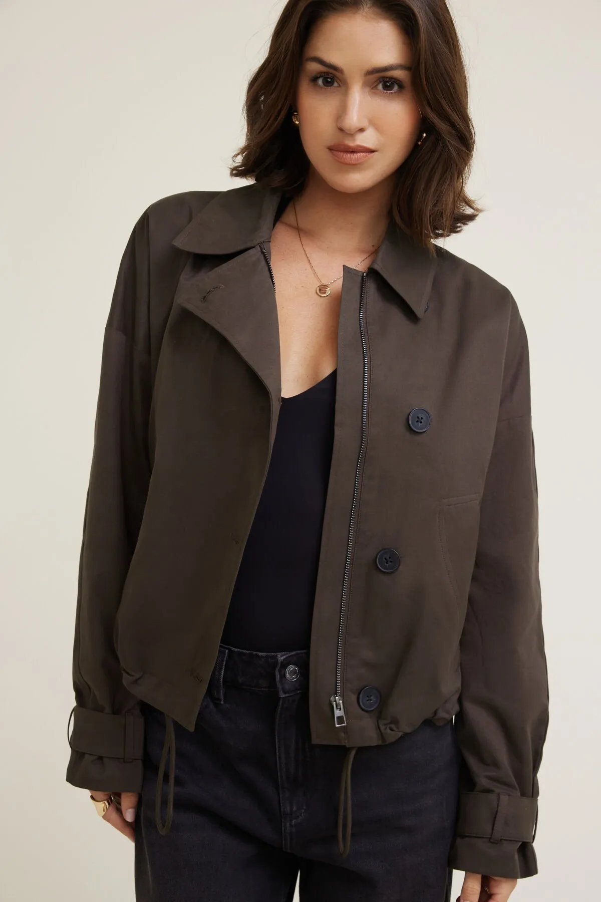 Asymmetric Short Trench Coat sold by Dynamite