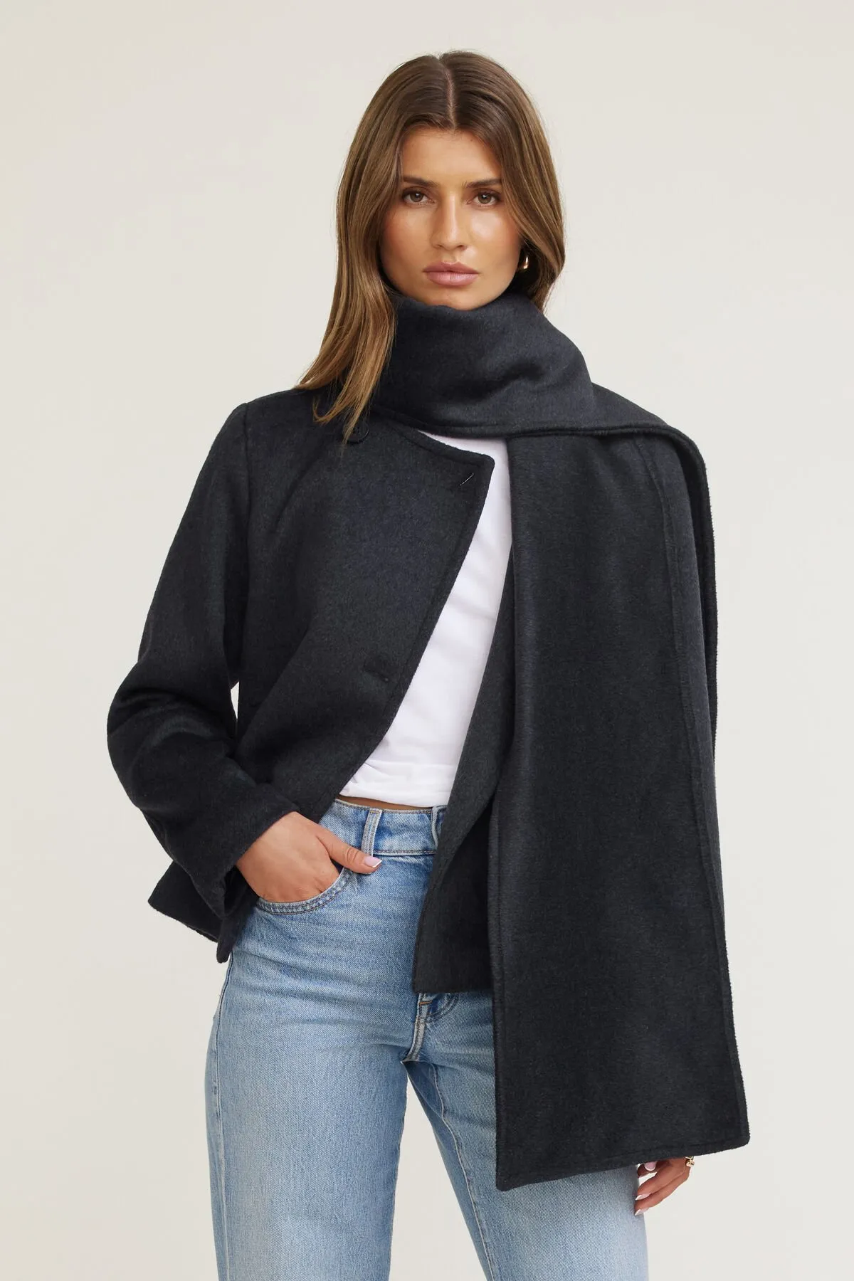 Scarfed Wool Coat sold by Dynamite product image thumbnail 2