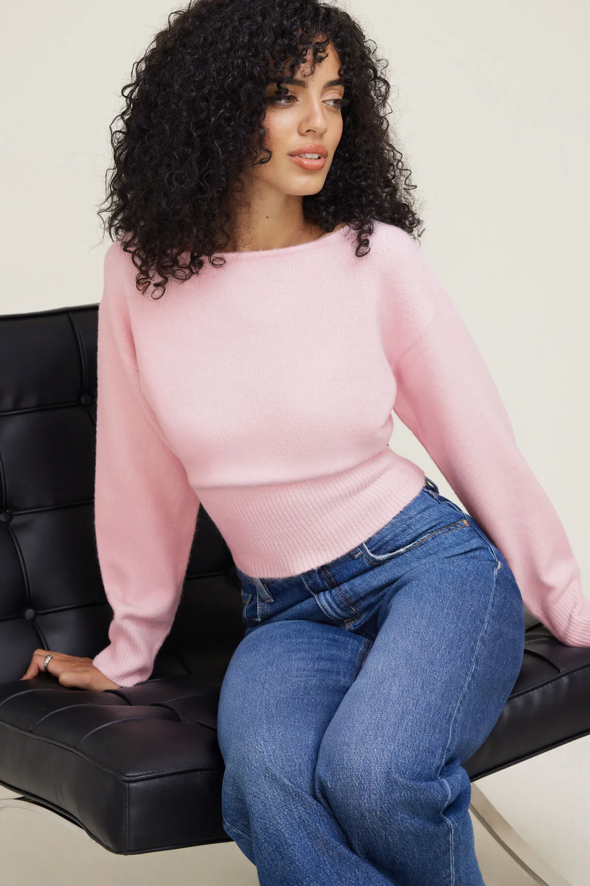 Juliet Cinched Boat Neck Sweater sold by Dynamite