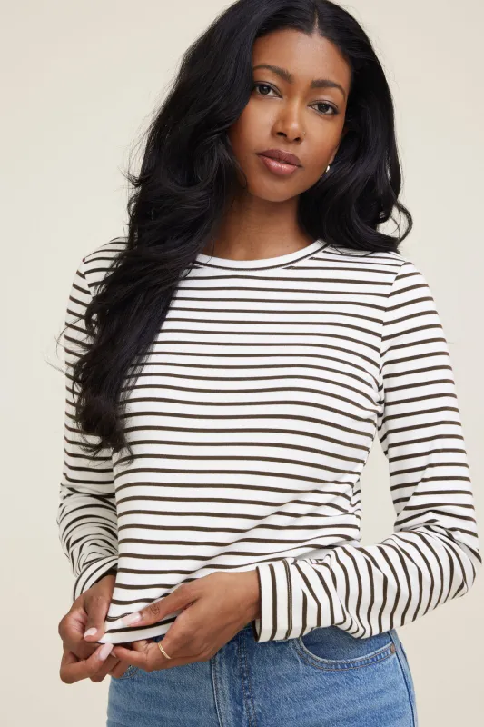 Striped Boxy Cotton Long Sleeve T Shirt sold by Dynamite