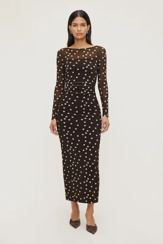 Polka Dot Mesh Maxi Dress sold by Dynamite
