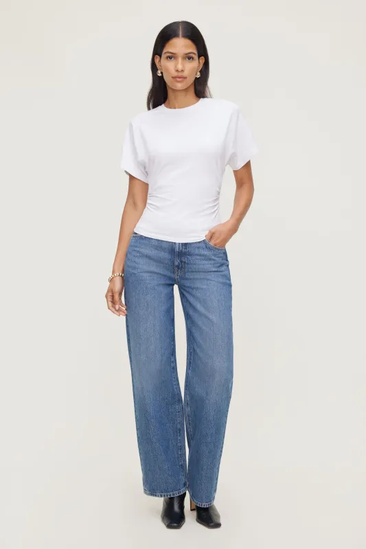 Andrea Shirred Cotton Spandex T Shirt sold by Dynamite