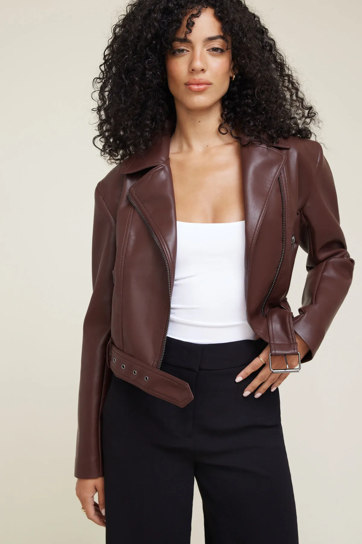 Belted Faux Leather Moto Jacket sold by Dynamite product image thumbnail 2