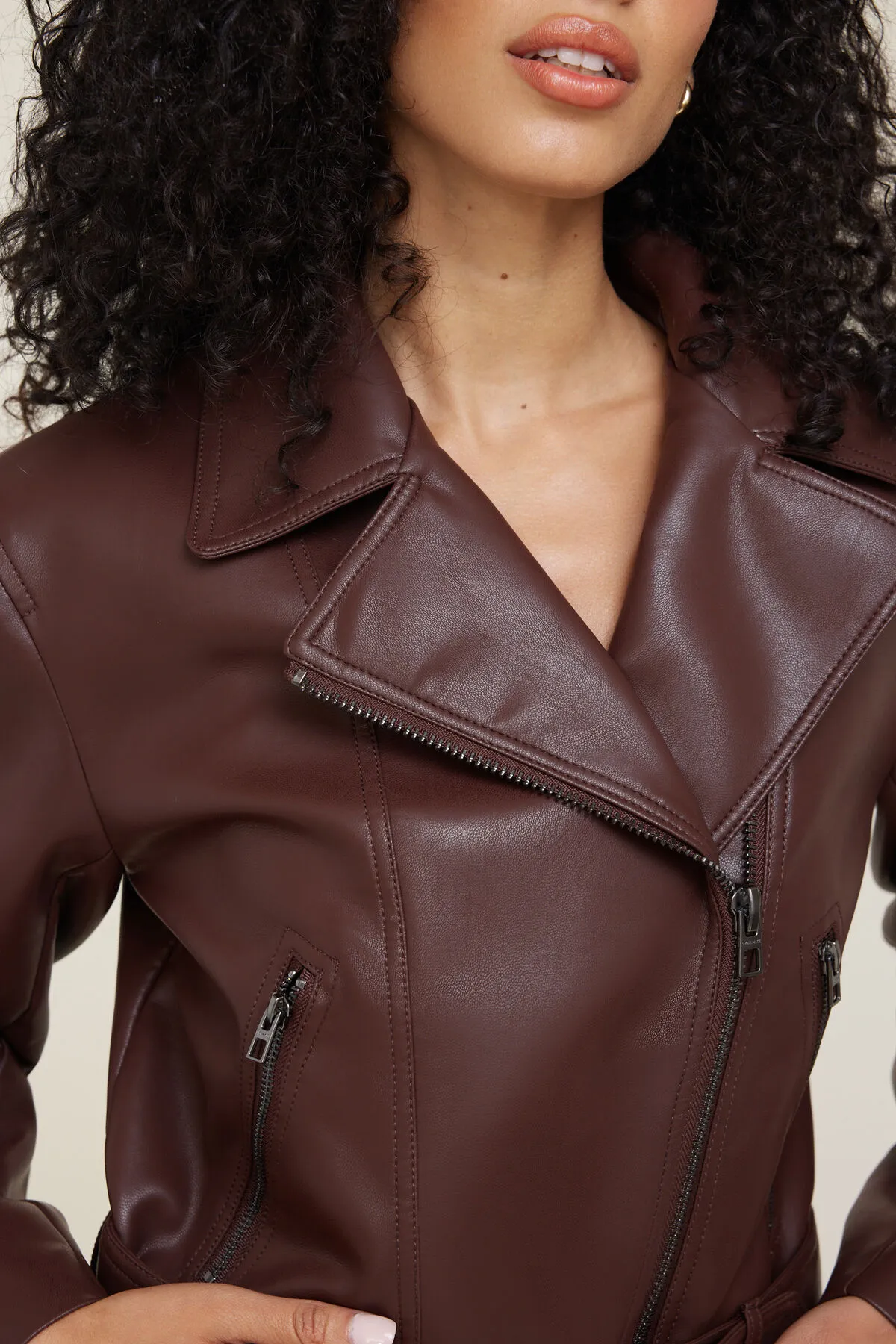 Belted Faux Leather Moto Jacket sold by Dynamite product image thumbnail 4