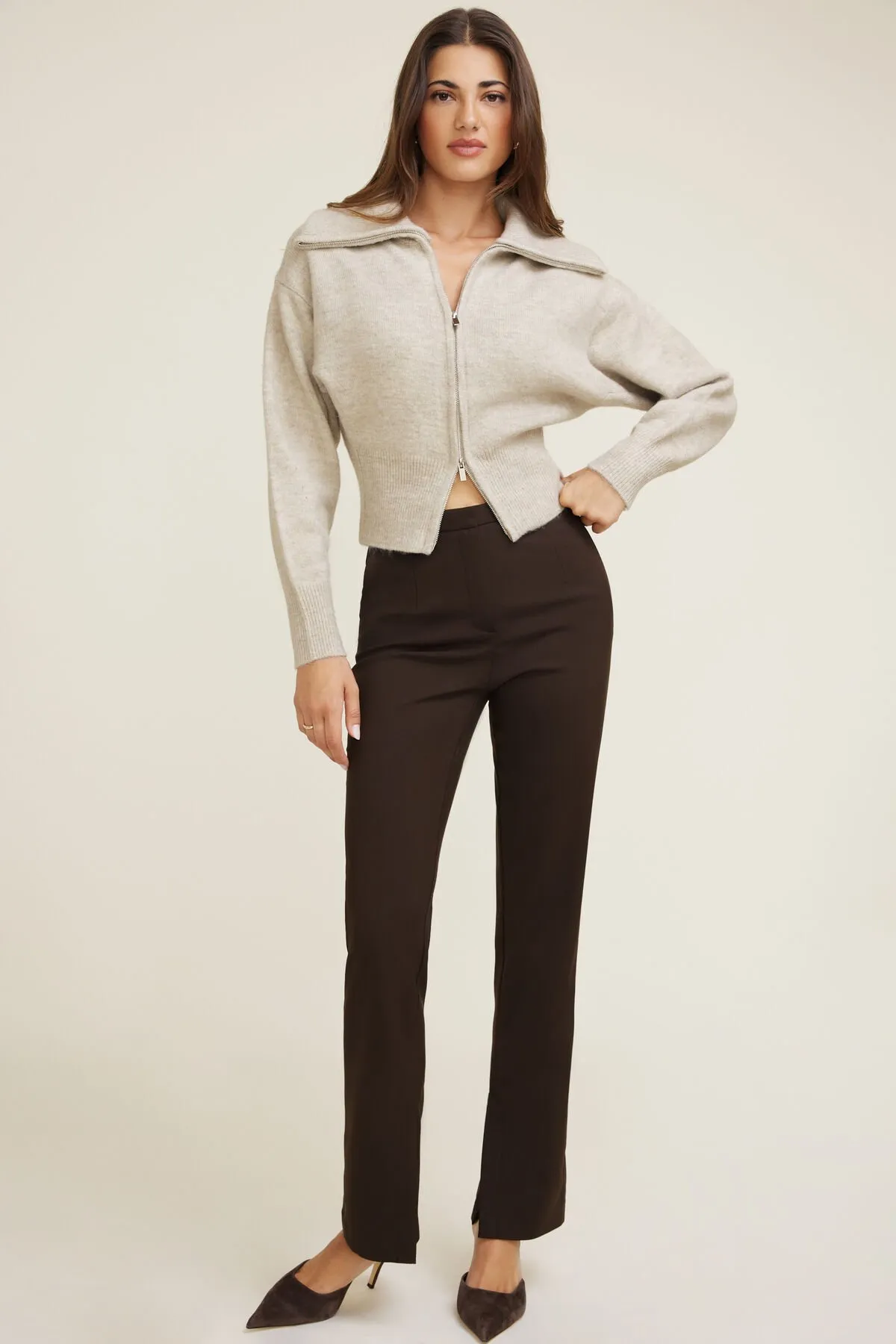 Wide Collar Zip Up Cardigan sold by Dynamite product image thumbnail 2