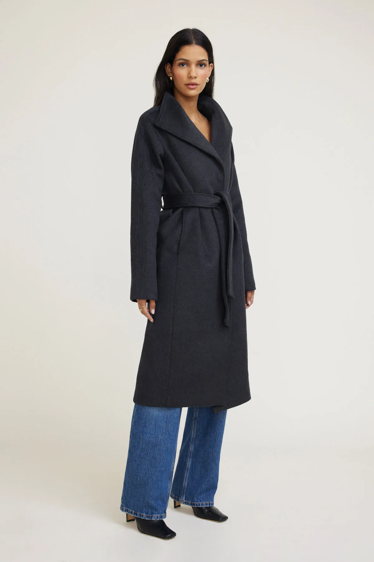 Belted Wool Wrap Coat sold by Dynamite product image thumbnail 3
