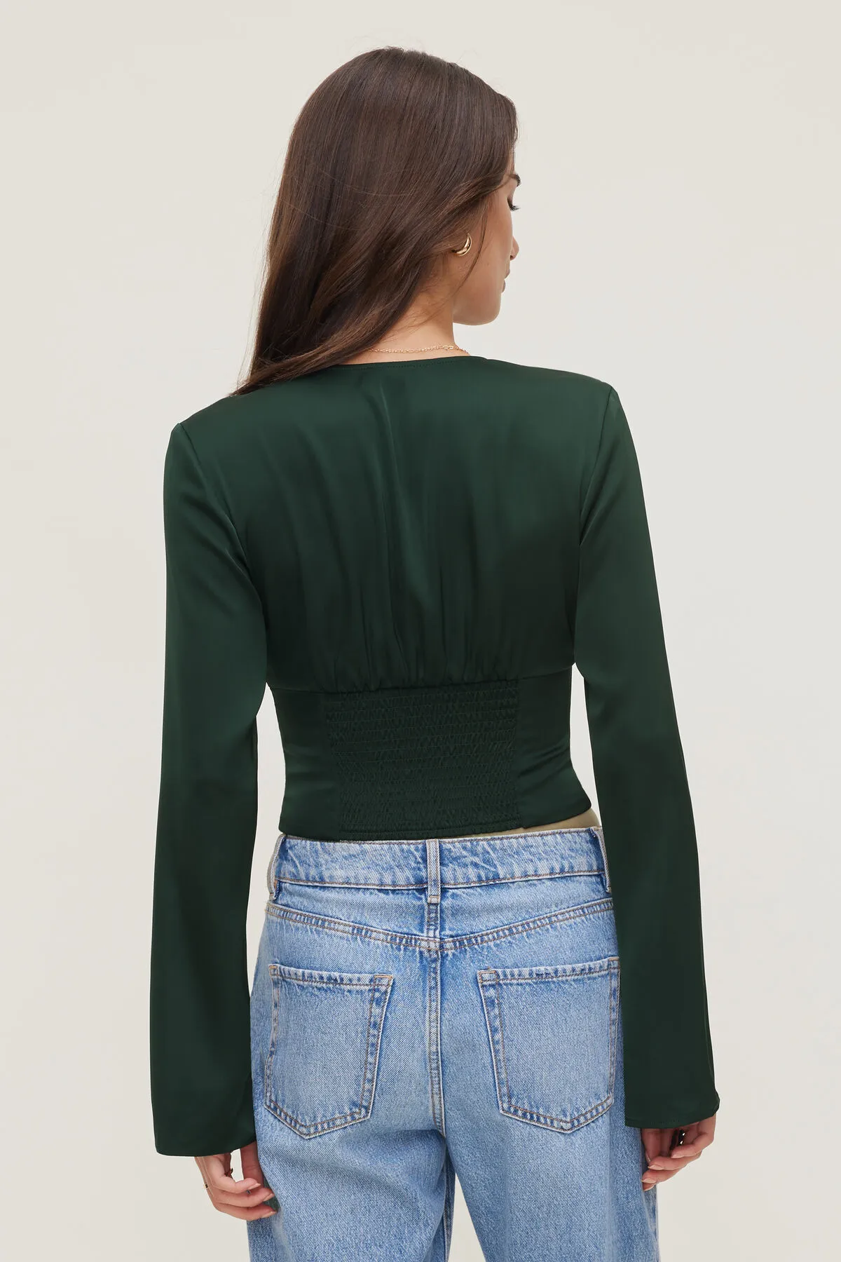 Draped V Neck Satin Blouse sold by Dynamite product image thumbnail 5