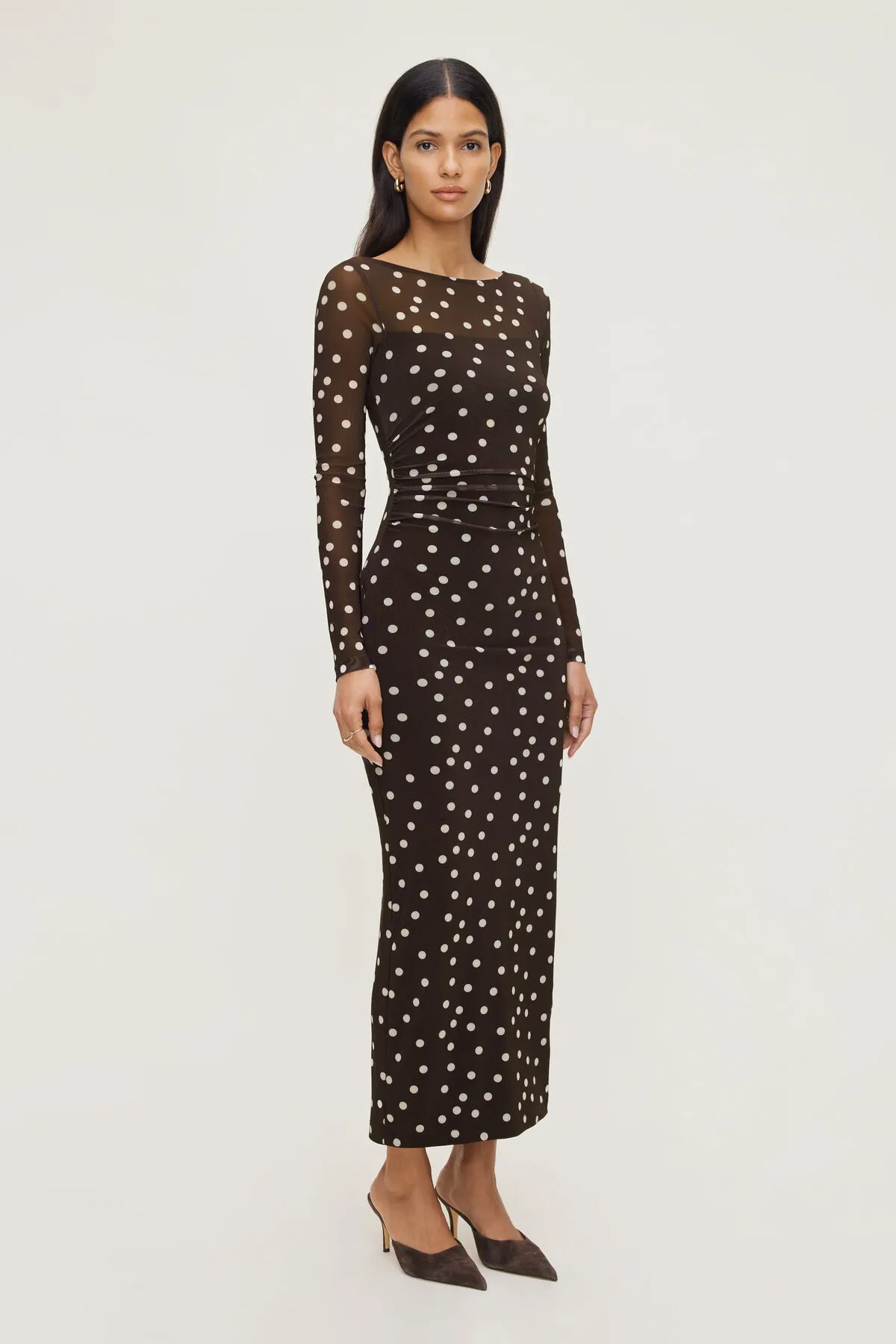 Polka Dot Mesh Maxi Dress sold by Dynamite product image thumbnail 4