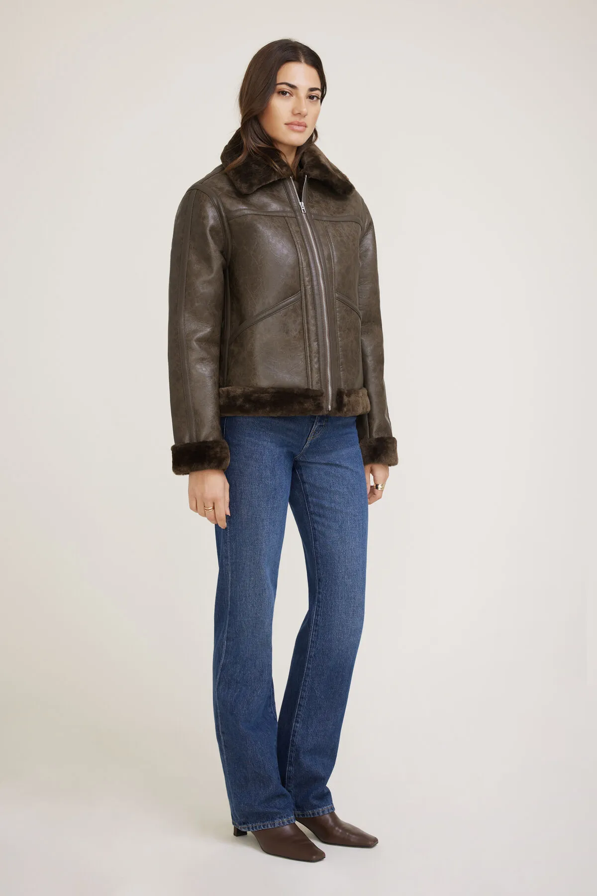 Faux Shearling Aviator Jacket sold by Dynamite product image thumbnail 3