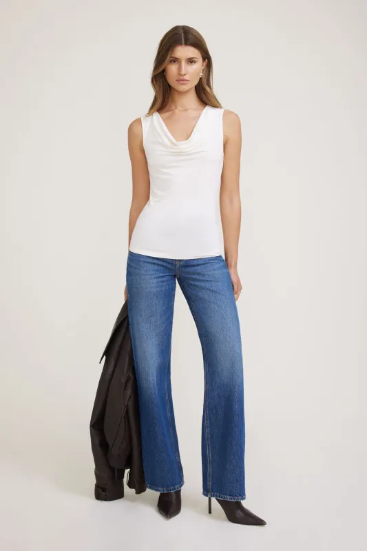 Draped Cowl Neck Jersey Tank Top sold by Dynamite
