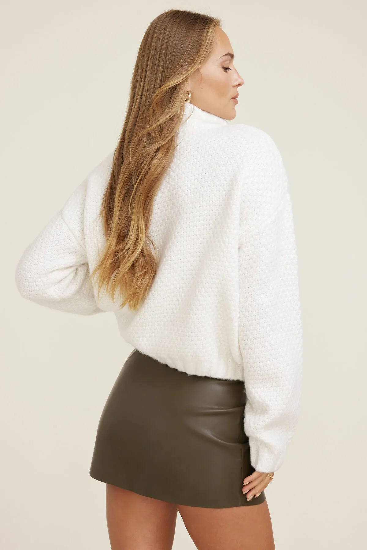 Sasha Cable Knit Funnel Neck Sweater sold by Dynamite product image thumbnail 4