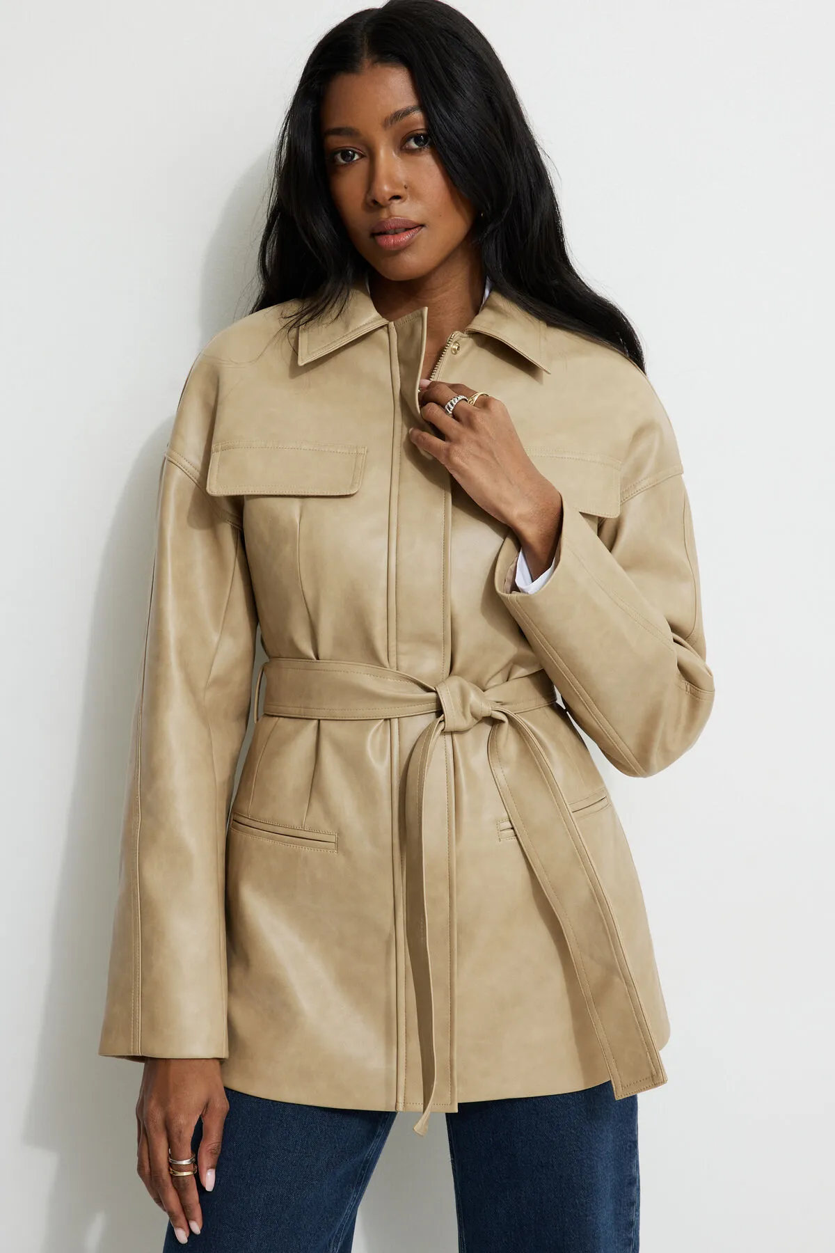 Belted Faux Leather Jacket sold by Dynamite product image thumbnail 2