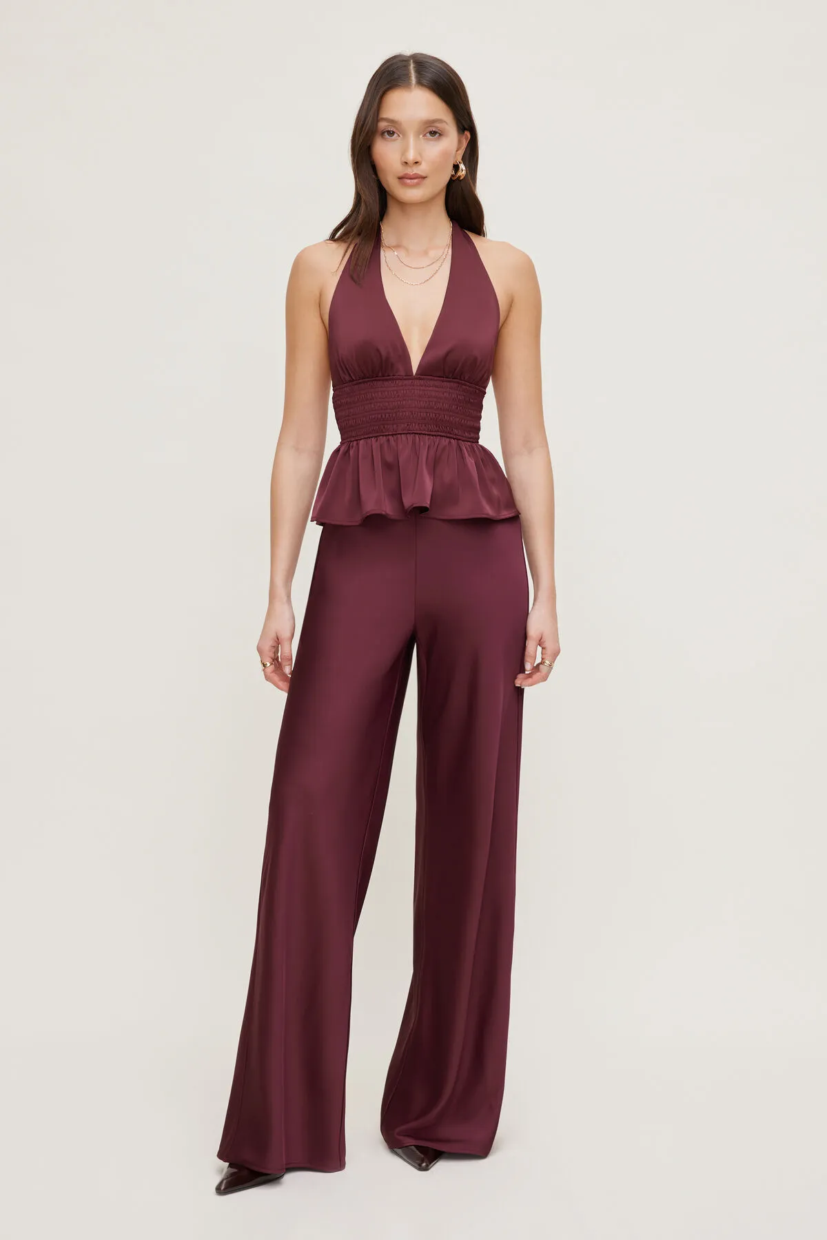 Plunge Satin Halter Top sold by Dynamite