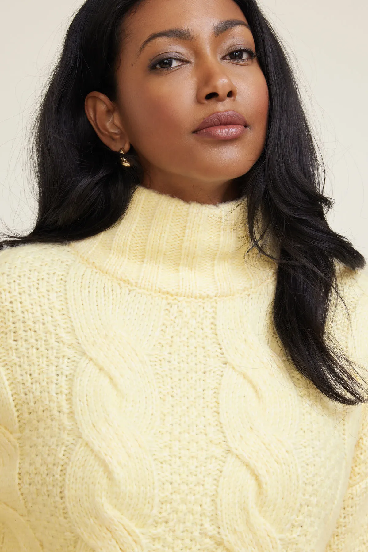 Sasha Cable Knit Funnel Neck Sweater sold by Dynamite product image thumbnail 3
