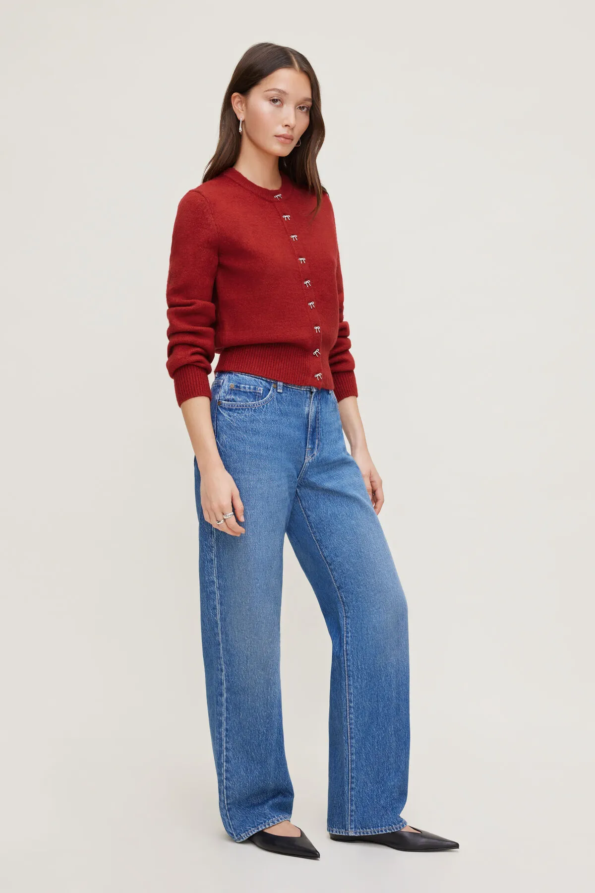 Rebecca Bow Button Cardigan sold by Dynamite product image thumbnail 3