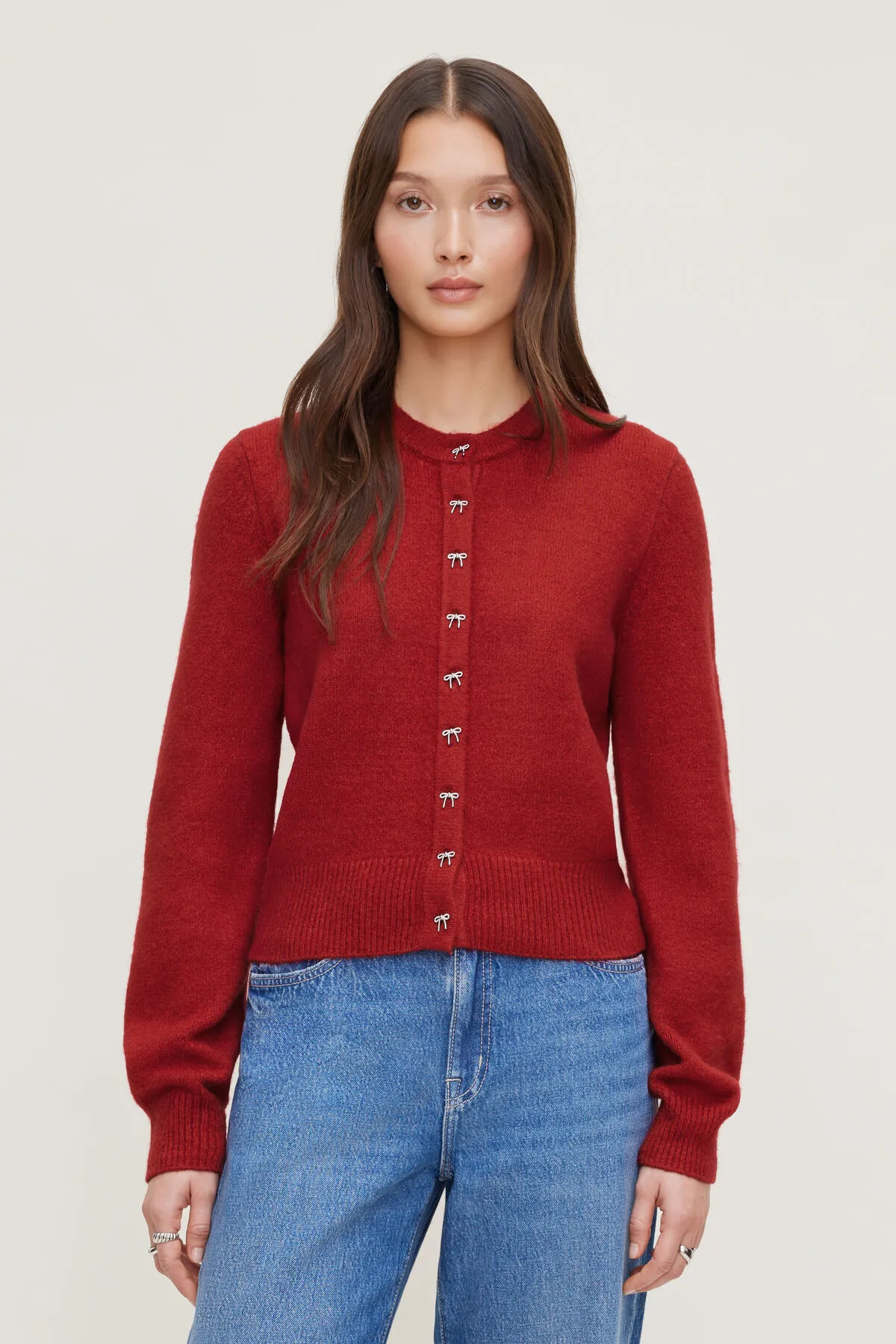 Rebecca Bow Button Cardigan sold by Dynamite product image thumbnail 4