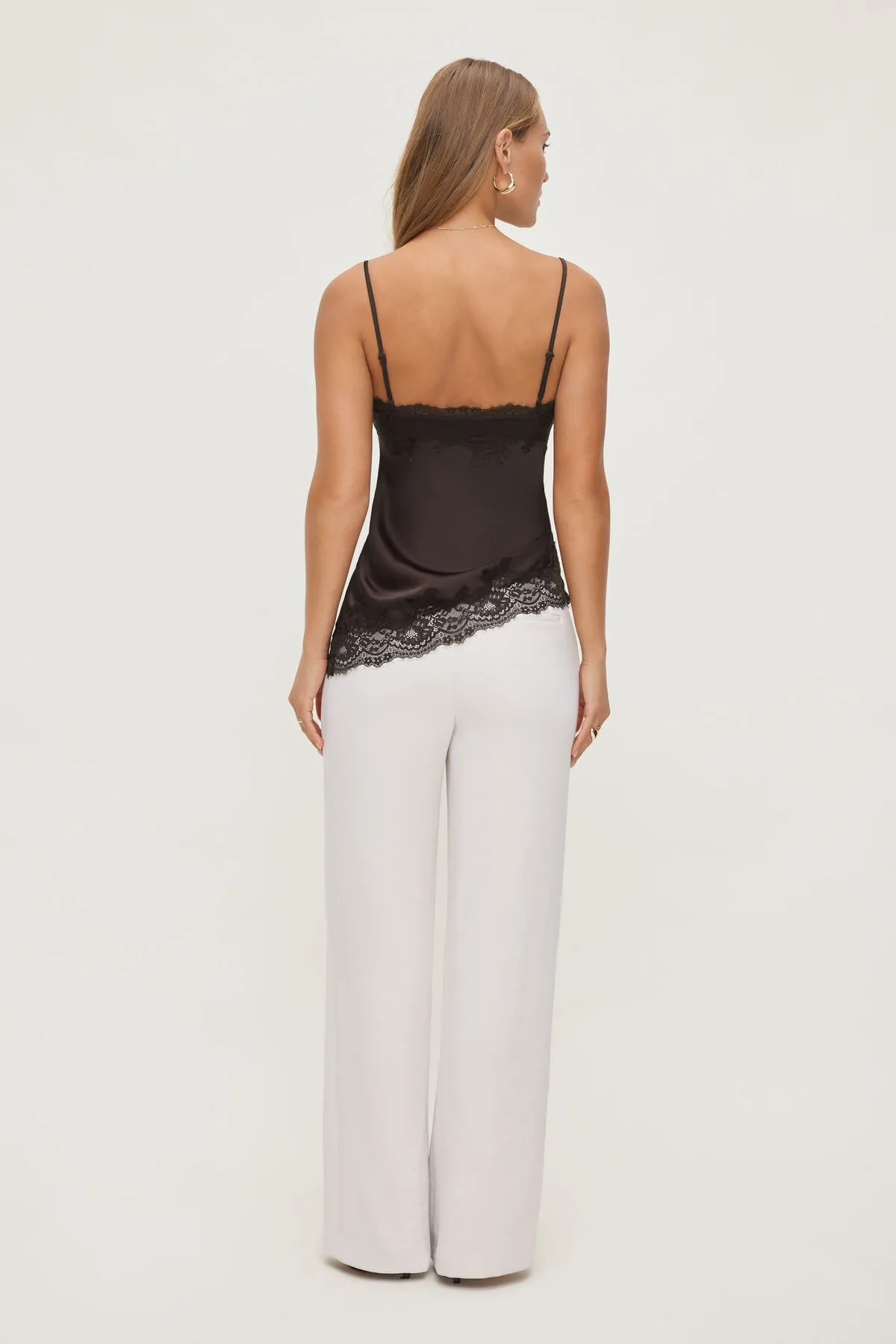 Asymmetric Lace Trim Satin Cami sold by Dynamite product image thumbnail 2