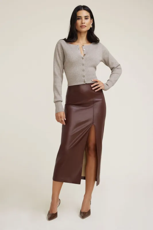 Marlow Faux Leather Midi Skirt sold by Dynamite