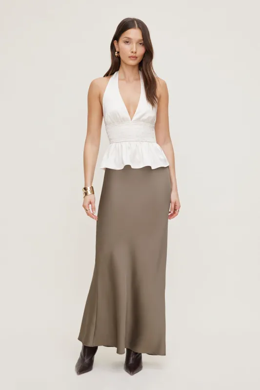 Plunge Satin Halter Top sold by Dynamite