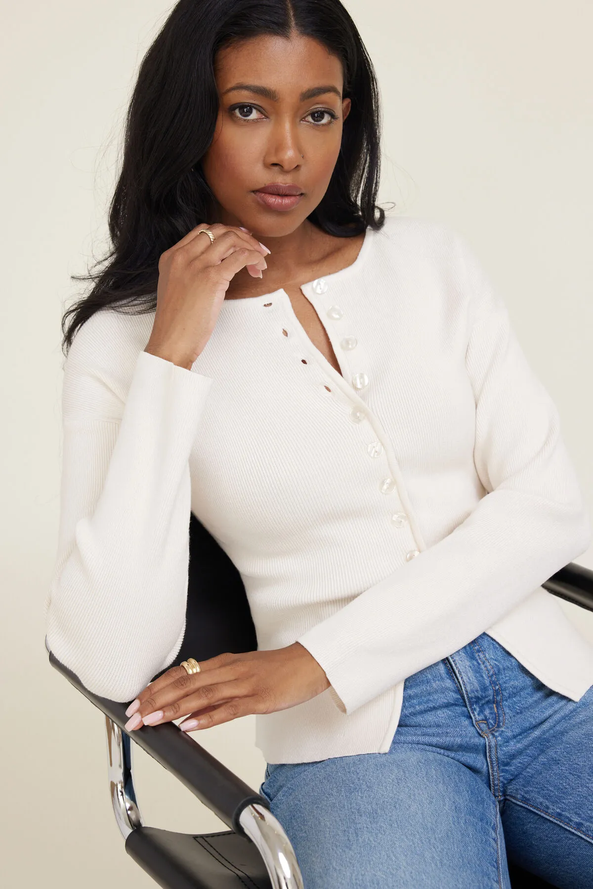 Fitted Drop Shoulder Cardigan sold by Dynamite product image thumbnail 2