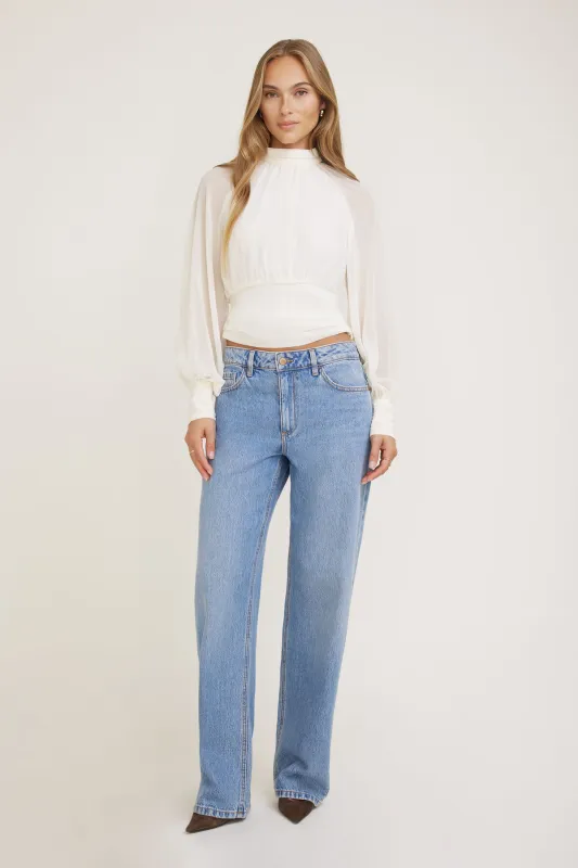 Mock Neck Chiffon Blouse sold by Dynamite