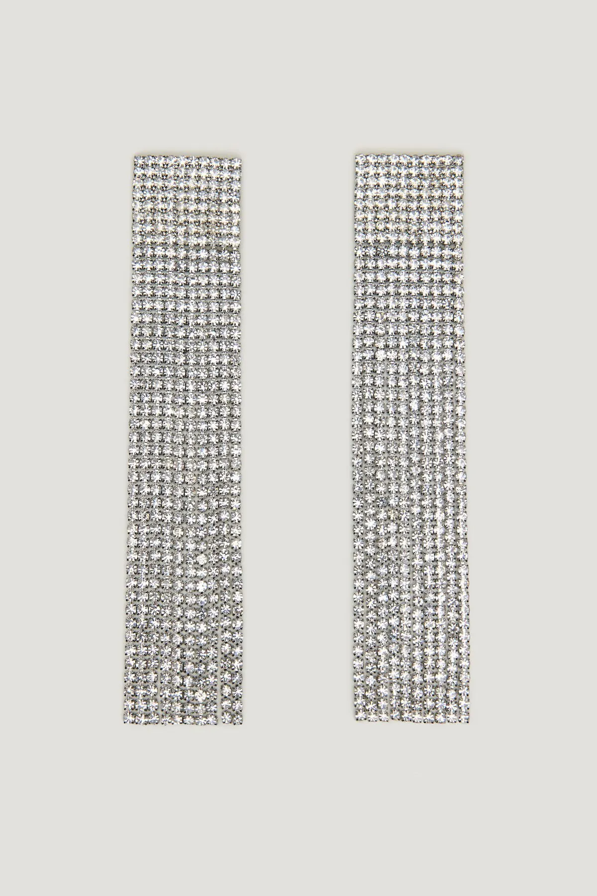 Square Rhinestone Fringe Earrings sold by Dynamite