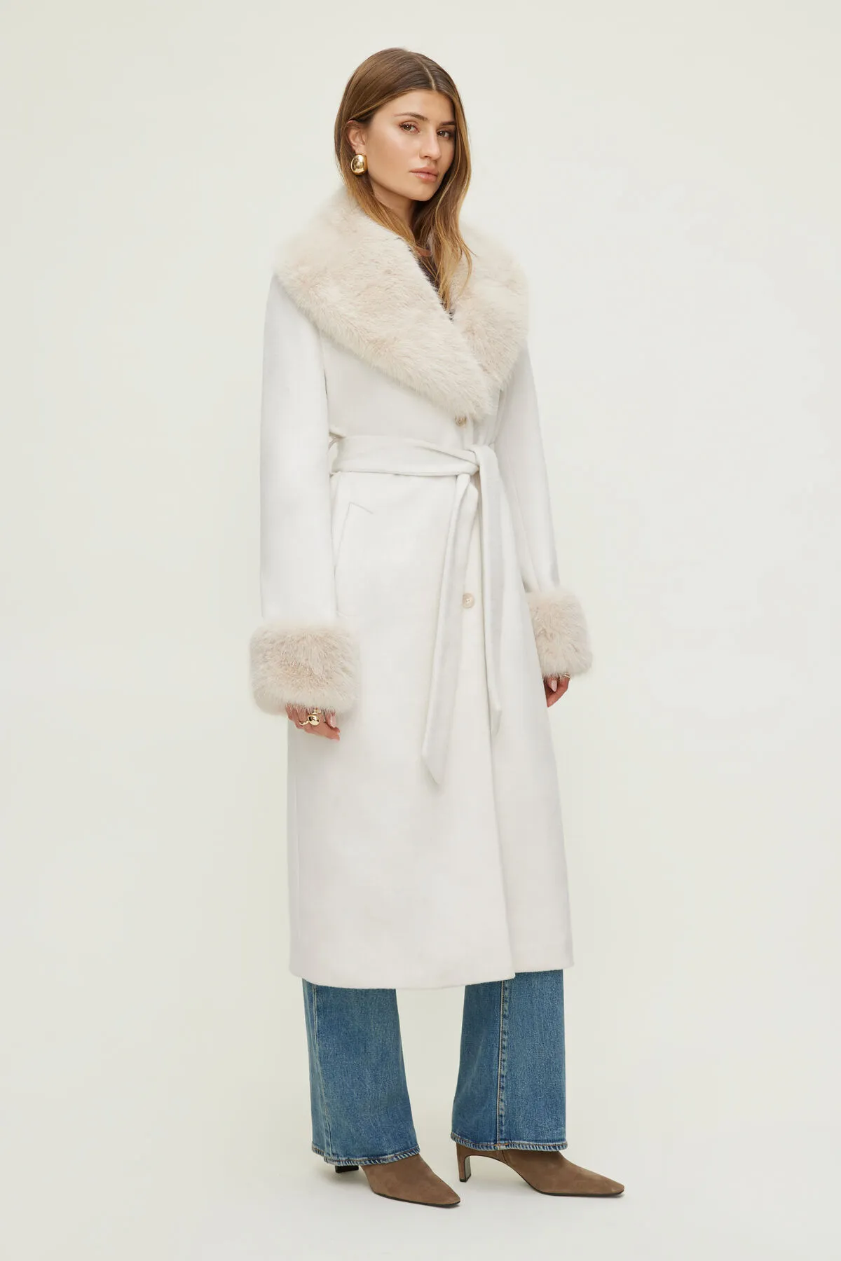 Faux Fur Trim Wool Coat sold by Dynamite product image thumbnail 3