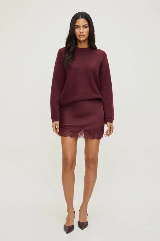 Lace Satin Mini Skirt sold by Dynamite