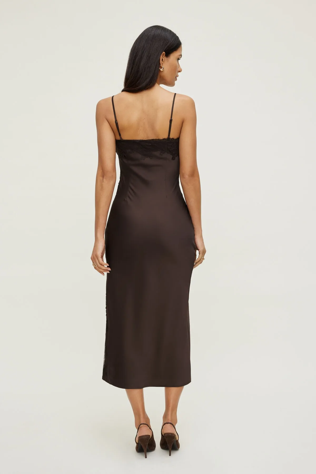 Lace Trim Satin Maxi Dress sold by Dynamite product image thumbnail 2