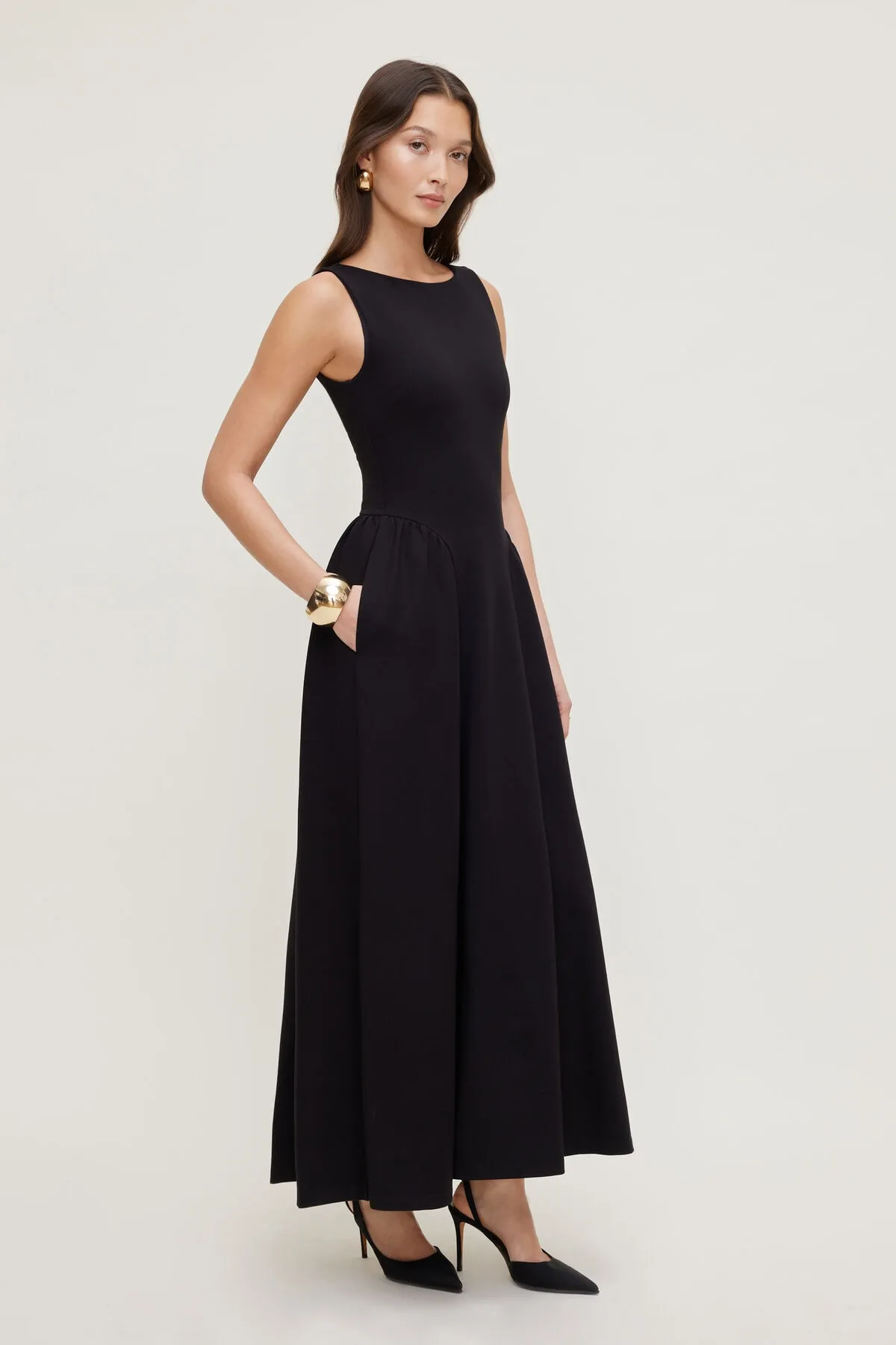 Iris Flared Ponte Maxi Dress sold by Dynamite product image thumbnail 3