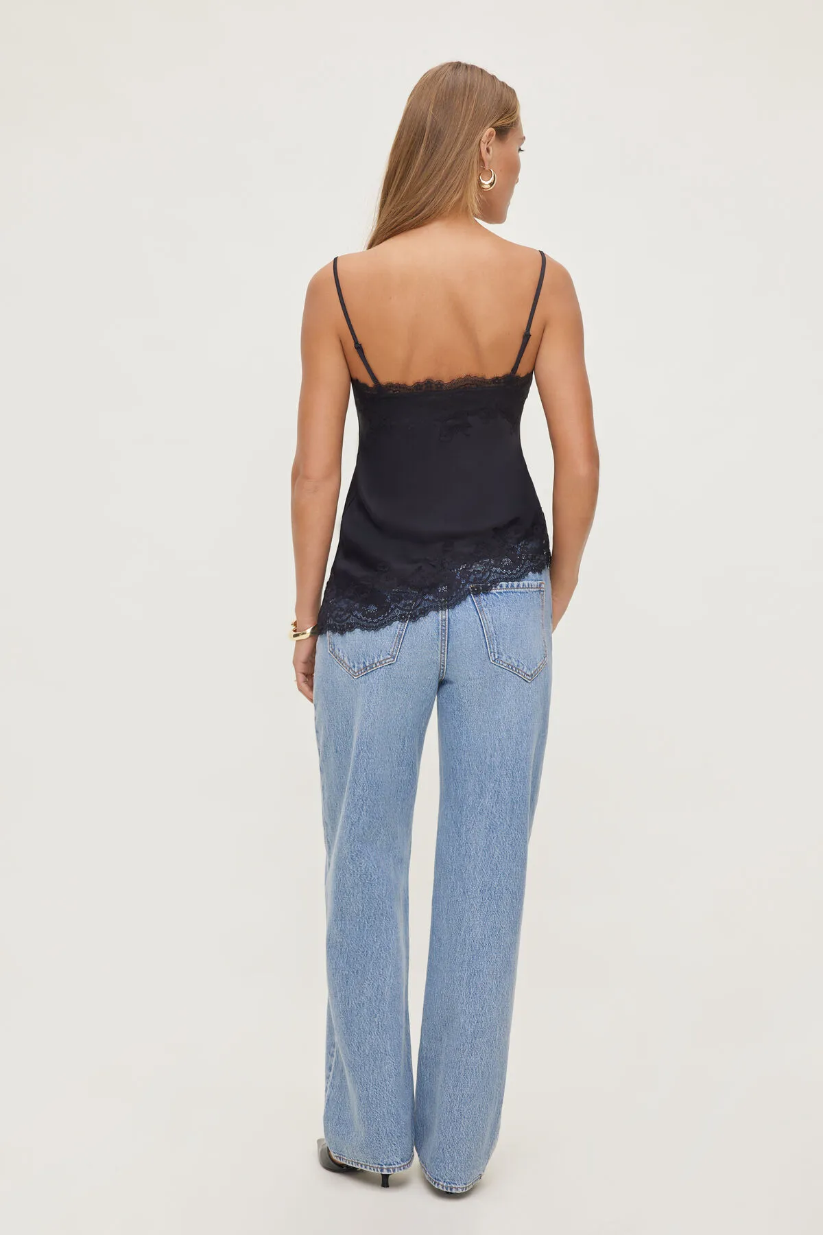 Cassie Asymmetric Lace Satin Cami sold by Dynamite product image thumbnail 2