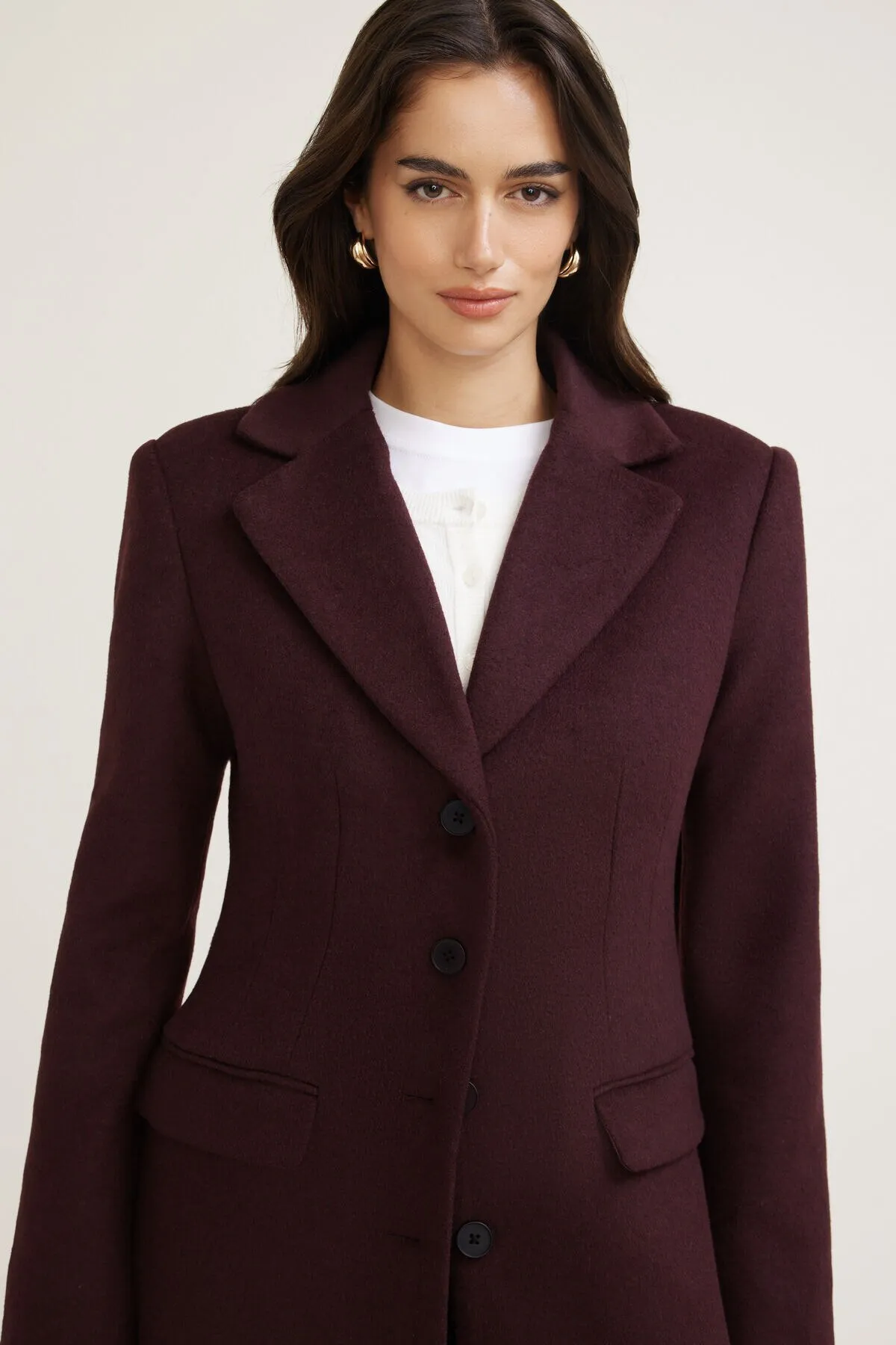 Cinched Wool Coat sold by Dynamite product image thumbnail 4