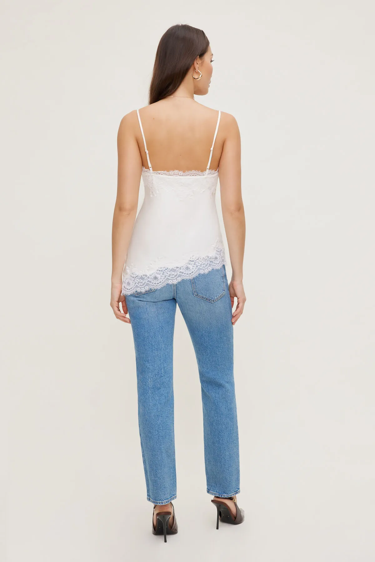 Cassie Asymmetric Lace Satin Cami sold by Dynamite product image thumbnail 2
