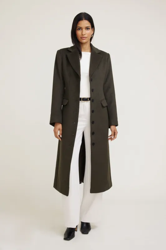 Cinched Wool Coat sold by Dynamite
