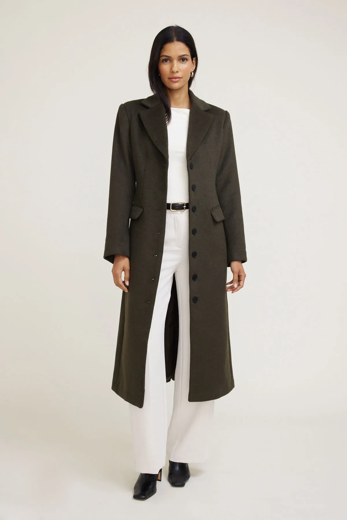 Cinched Wool Coat sold by Dynamite